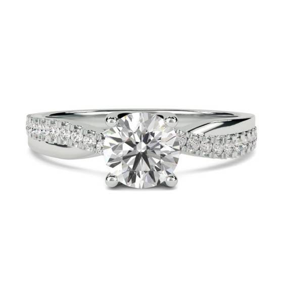 GIA Certified 0.75ct VS2/D Infinity Round Shoulder Set Diamond Engagement Ring