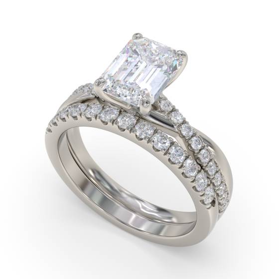 Infinity Emerald & Round Diamond Engagement Ring