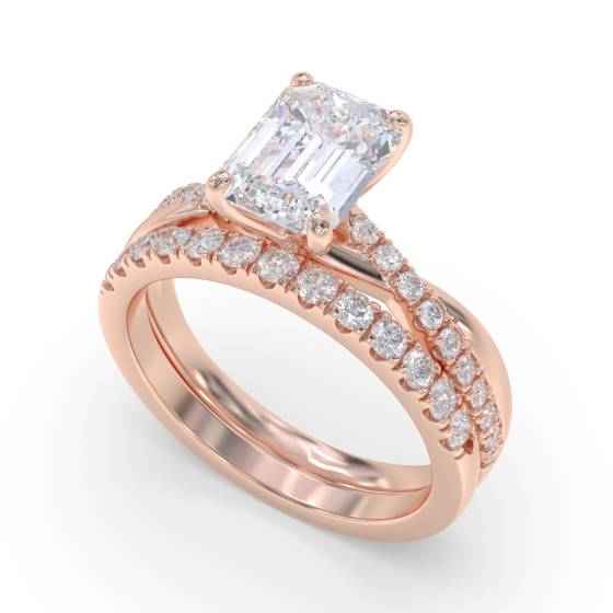 Infinity Emerald & Round Diamond Engagement Ring