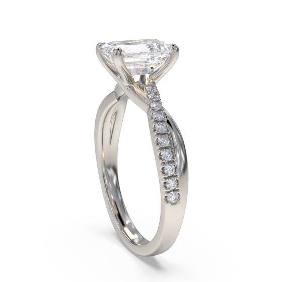 Infinity Emerald & Round Diamond Engagement Ring