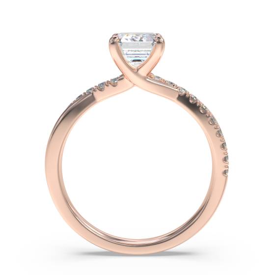 Infinity Emerald & Round Diamond Engagement Ring