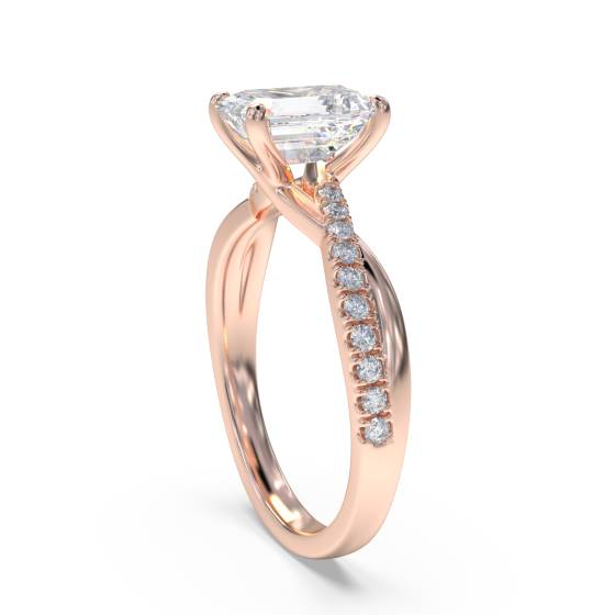 Infinity Emerald & Round Diamond Engagement Ring