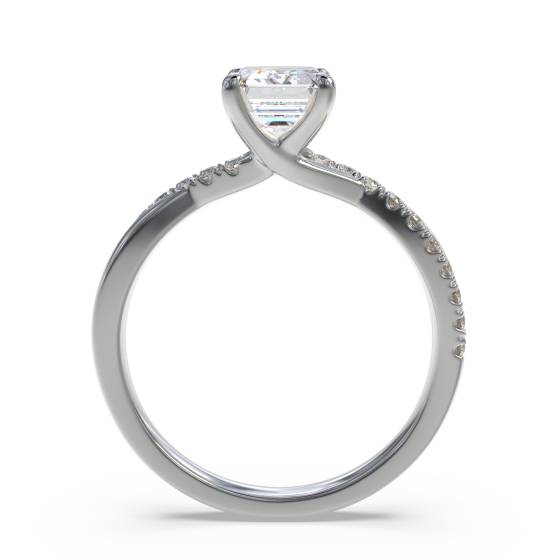 Infinity Emerald & Round Diamond Engagement Ring