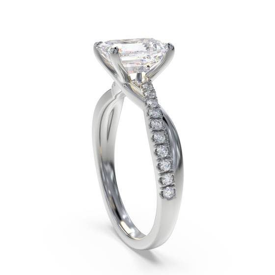 Infinity Emerald & Round Diamond Engagement Ring