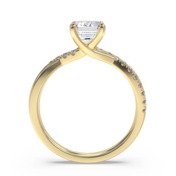 Infinity Emerald & Round Diamond Engagement Ring