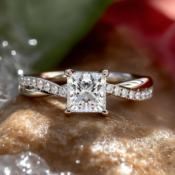 Infinity Princess & Round Diamond Engagement Ring