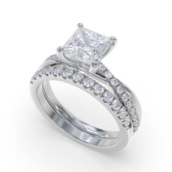 Infinity Princess & Round Diamond Engagement Ring