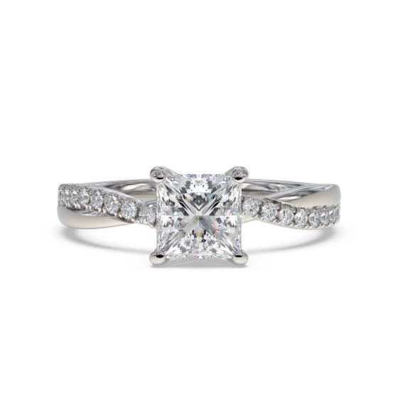 Infinity Princess & Round Diamond Engagement Ring