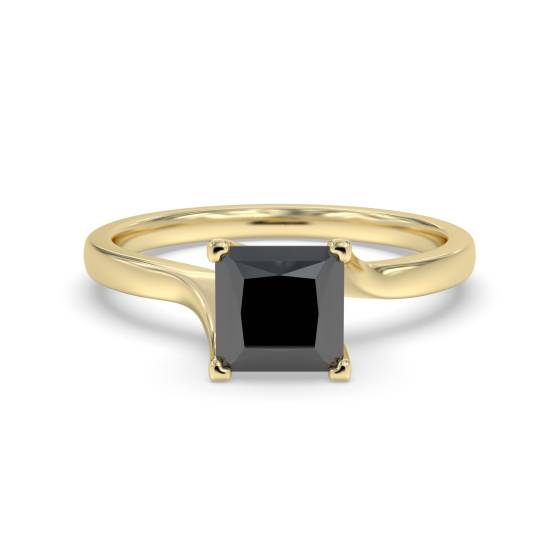 Princess Black Diamond Solitaire Ring