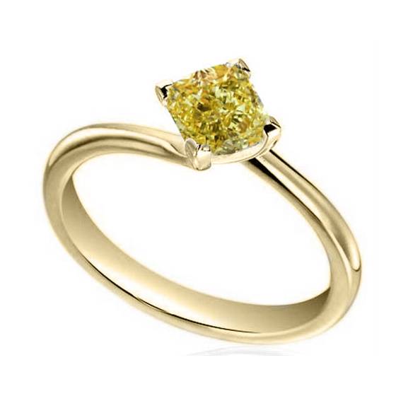 Elegant Fancy Yellow Cushion Diamond Engagement Ring
