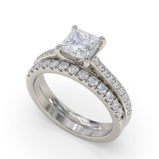 Princess & Round Diamond Engagement Ring