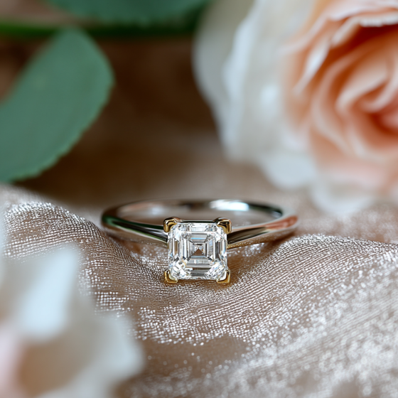 Asscher Diamond Engagement Ring