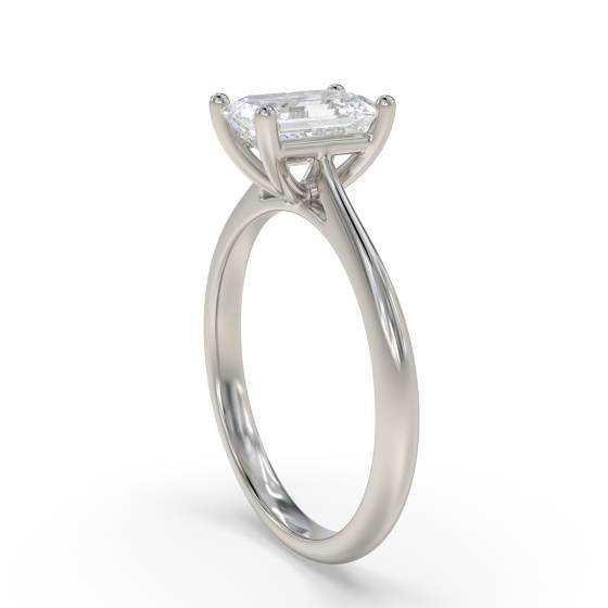 Emerald Diamond Solitaire Engagement Ring