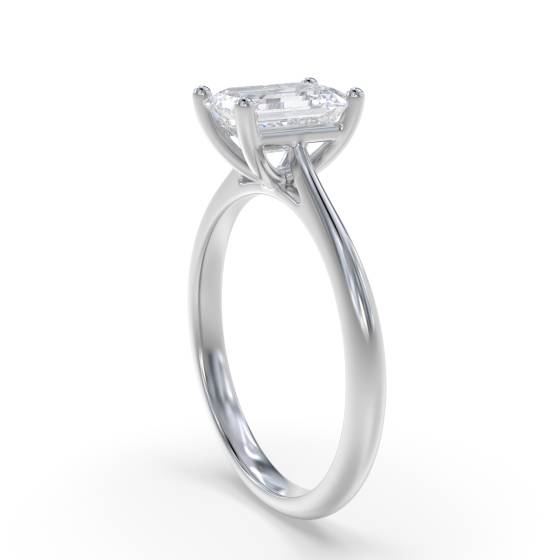 Emerald Diamond Solitaire Engagement Ring