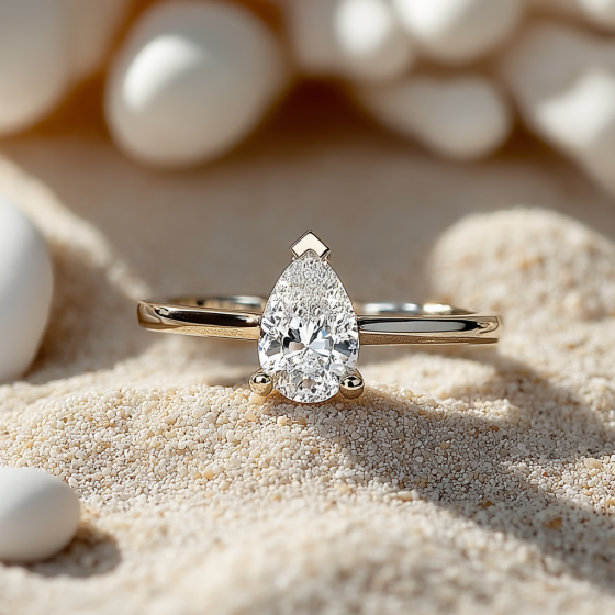 Stylish Pear Diamond Engagement Ring