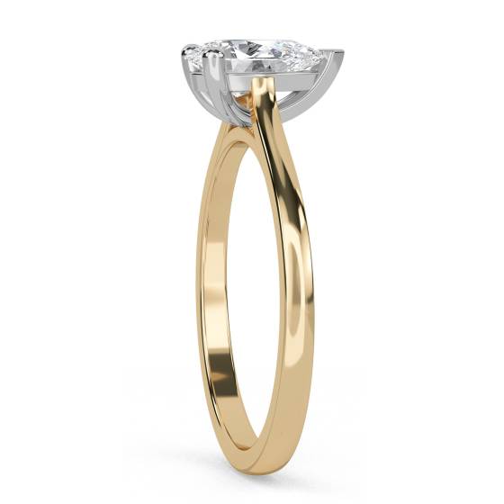 0.75ct VS2/J Stylish Pear Natural Diamond Engagement Ring