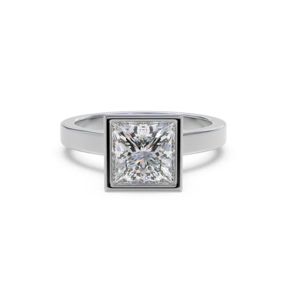 Princess Diamond Bezel Set Engagement Ring