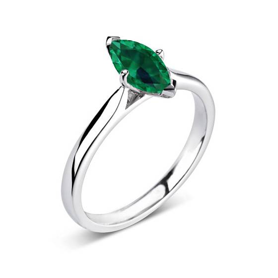Fancy Emerald Green Marquise Diamond Solitaire Ring