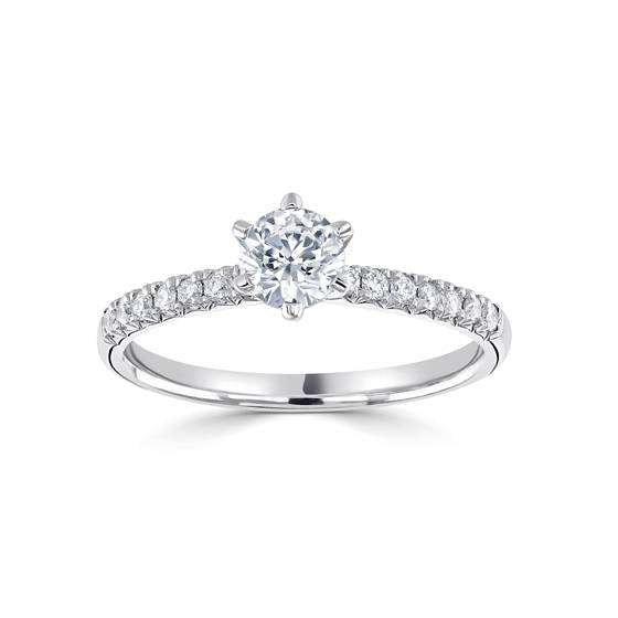 1.30ct SI2/H Round Natural Diamond Shoulder Set Ring