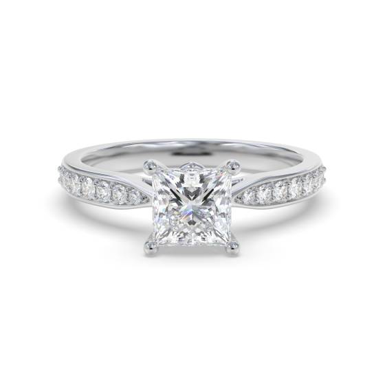 Princess Diamond Shoulder Set Engagement Ring