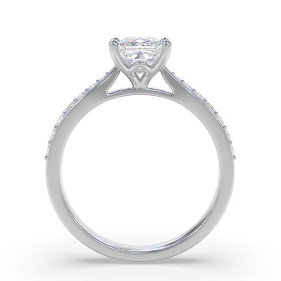 Princess Diamond Shoulder Set Engagement Ring