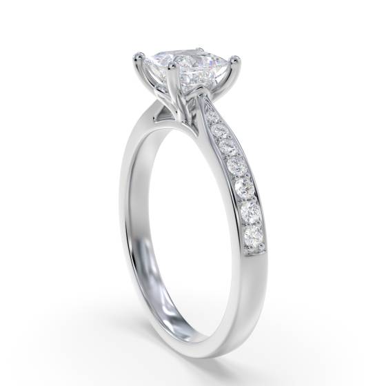 Princess Diamond Shoulder Set Engagement Ring
