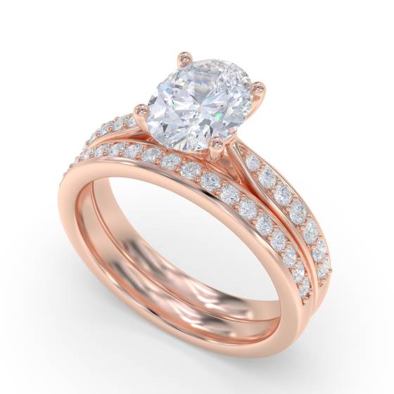 Oval Diamond Shoulder Set Engagement Ring
