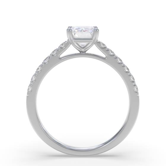 Emerald Diamond Shoulder Set Engagement Ring