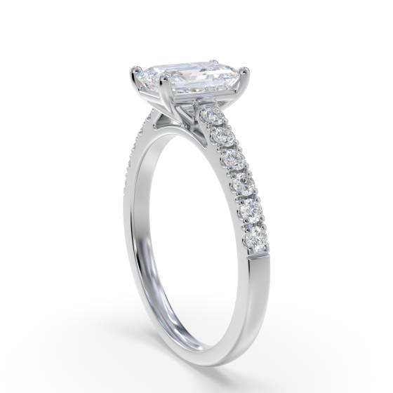 Emerald Diamond Shoulder Set Engagement Ring