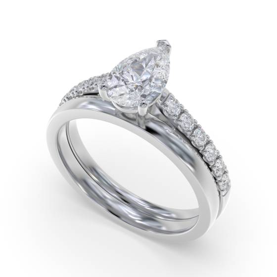 Pear Diamond Shoulder Set Engagement Ring