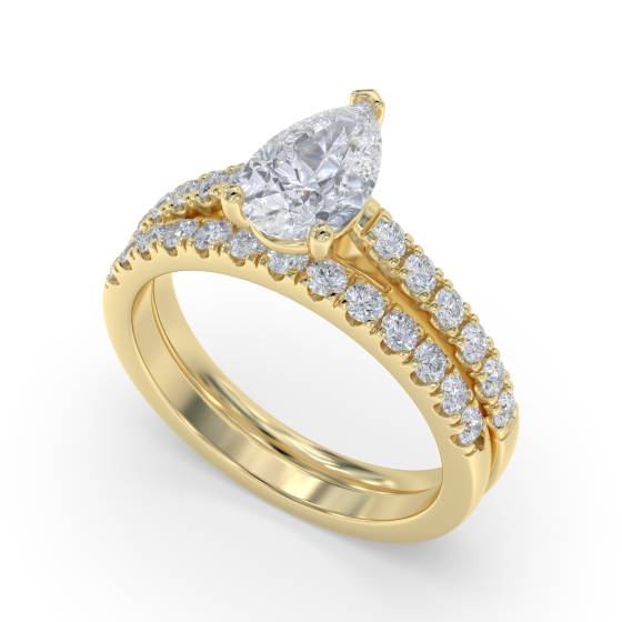 Pear Diamond Shoulder Set Engagement Ring