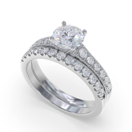 Round Diamond Shoulder Set Engagement Ring