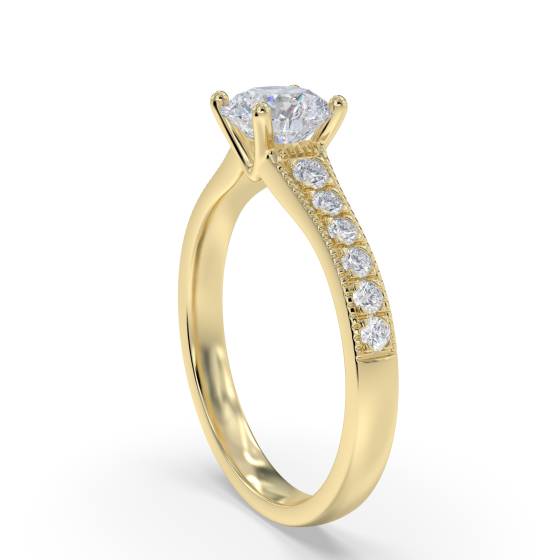 Round Diamond Shoulder Set Engagement Ring