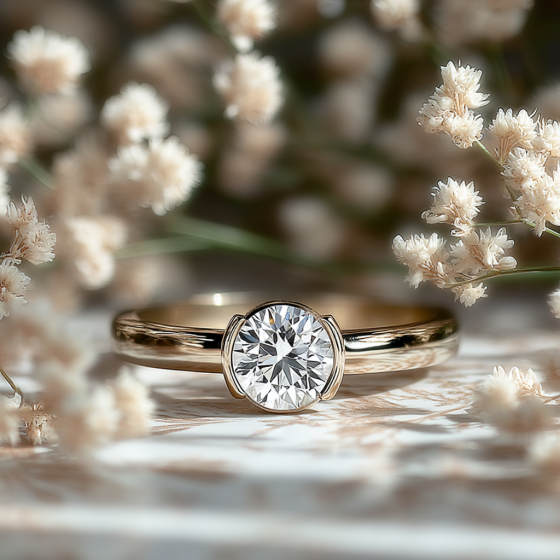 Round Diamond Bezel Set Engagement Ring