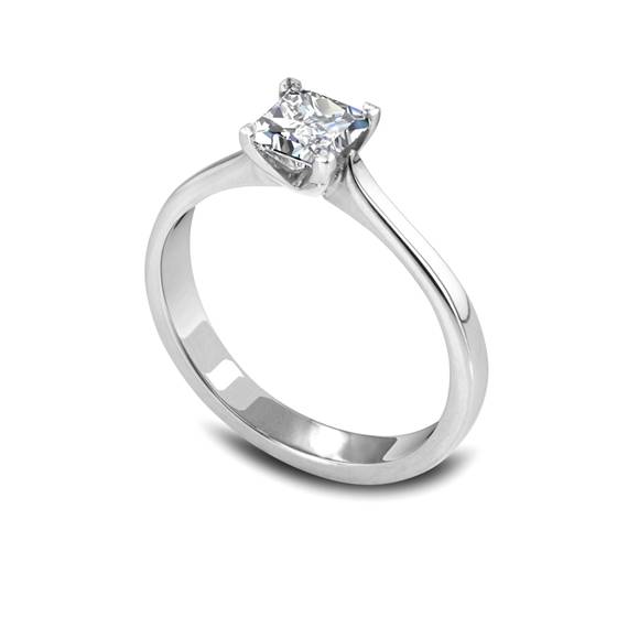 0.70ct SI2/G Princess Natural Diamond Solitaire Ring