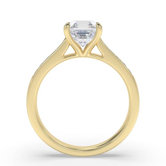 Asscher Diamond Shoulder Set Ring