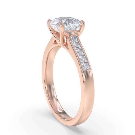 Cushion Diamond Shoulder Set Ring