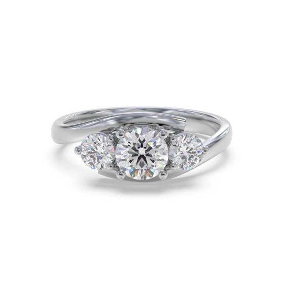 Modern Crossover Round Diamond Trilogy Ring