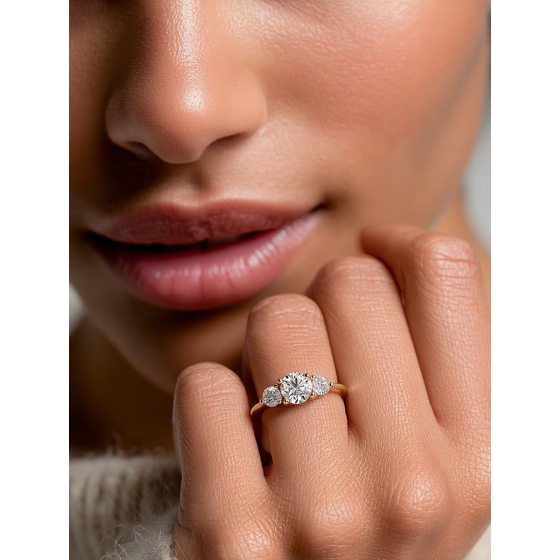 Crossover Round Diamond Trilogy Ring