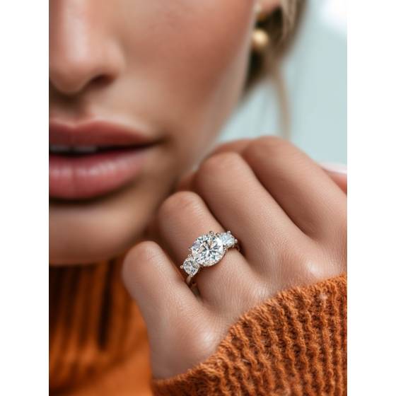 3 Stone Infinity Round Diamond Ring