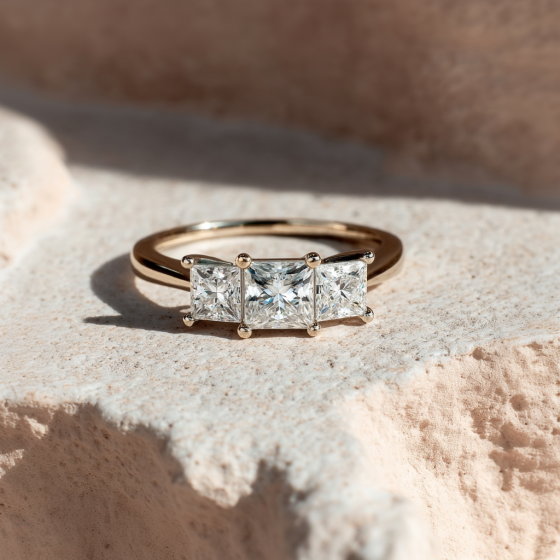 Tapered Band Princess Diamond Trilogy Ring