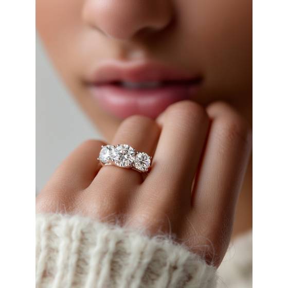 Crossover Round Diamond Trilogy Ring