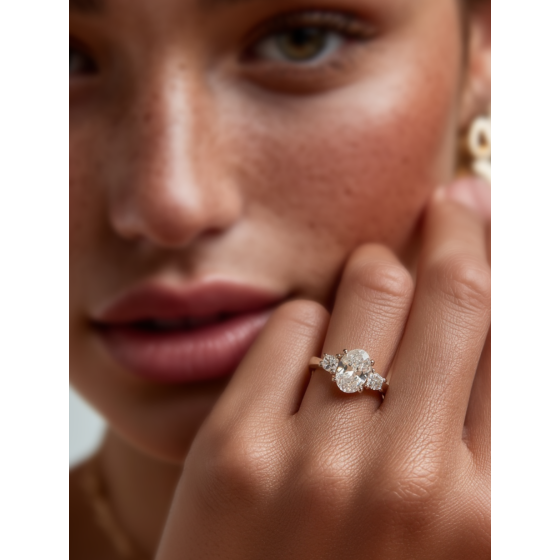 Oval & Round Diamond Trilogy Ring