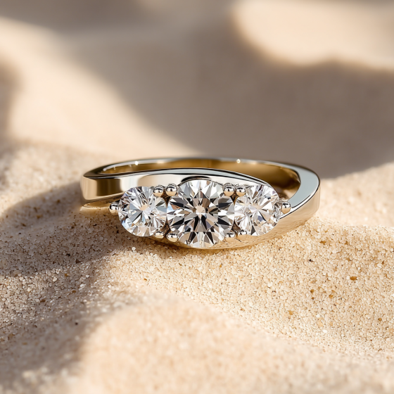 Modern Round Diamond Trilogy Ring