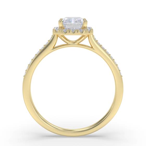 Radiant Diamond Single Halo Shoulder Set Ring