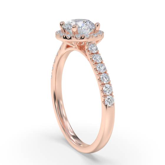 Round Diamond Single Halo Shoulder Set Ring