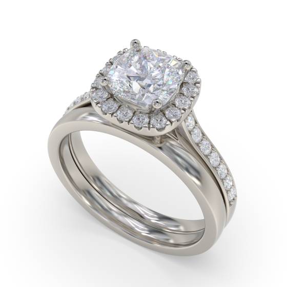 Cushion Diamond Halo Engagement Ring
