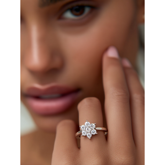 Round Diamond Cluster Ring