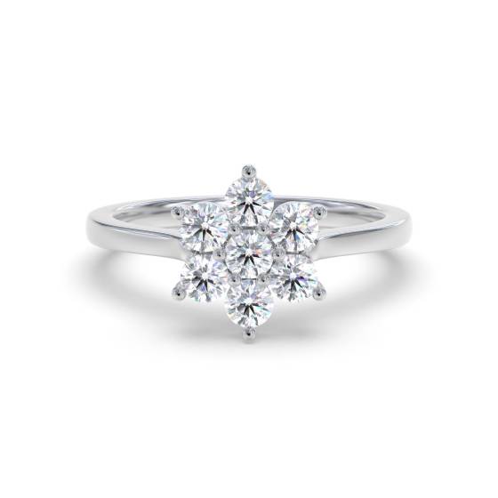 1.00ct VS/F-G Round Natural Diamond Cluster Ring