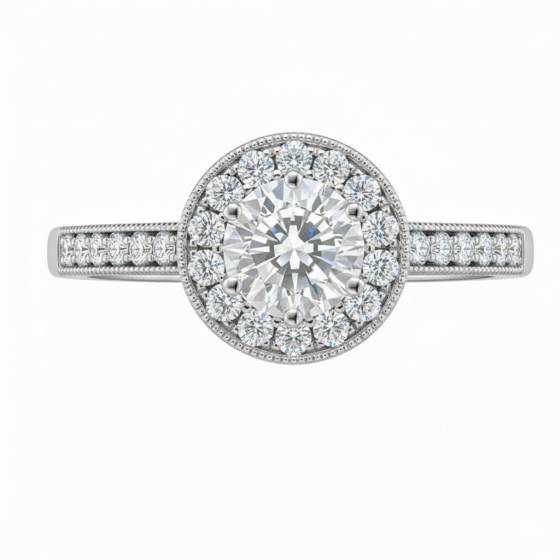 Round Diamond Milgrain Designer Ring